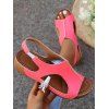 Solid Color Cutout Design Slip On Elastic Flat Sandals - Rose clair EU 40