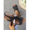 Solid Color Cutout Design Slip On Elastic Flat Sandals - Noir EU 43