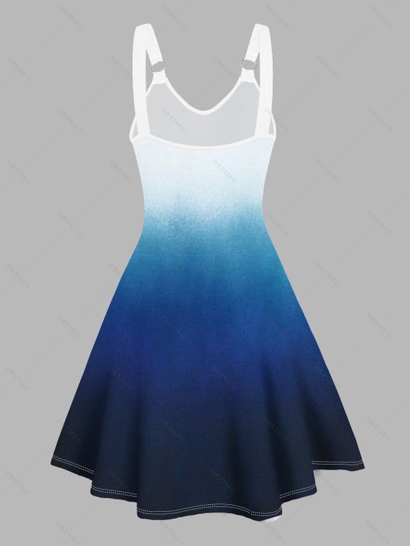 Robe Ligne A à Bretelle Bague en O sans Manches à Col V - Bleu de Minuit S | US 4