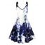 Tie Dye Artistic Print V Neck Dress O Ring Straps Sleeveless A Line Tank Dress - Bleu profond M | US 6