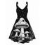 Galaxy Night Mushroom Print V Neck Dress O Ring Straps Sleeveless A Line Tank Dress - Noir XXL | US 12