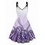 Paisley Print V Neck Dress O Ring Straps Sleeveless A Line Tank Dress - Violet clair XL | US 10