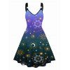 Galaxy Planet Graphic V Neck Dress O Ring Straps Sleeveless A Line Tank Dress - multicolor A XXL | US 12