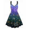 Galaxy Planet Graphic V Neck Dress O Ring Straps Sleeveless A Line Tank Dress - multicolor A XL | US 10