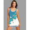 Contrast Butterfly Floral Print Round Neck Sleeveless Summer Tank Top - multicolor A XL | US 12
