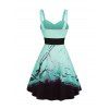 Sweetheart Neck Plum Blossom Ombre Print Ruched Bust Tank Belt Summer Dress - Vert XXL | US 14