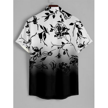 Men's Floral Print Roll Up Sleeve Shirt Button Up Short Sleeve Casual Gentleman Hawaii Shirt