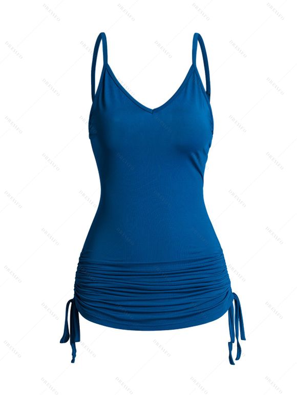 Ensemble de T-shirt Squelette Colorée Imprimée à Epaule Dénudée et de Camisole Deux Pièces - Noir L | US 8