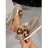 Fashionable Flower Sequined Peep Toe Wedges Thick Outer Summer Simple Slippers - d'or EU 35