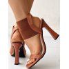 Fashion Solid Color Peep Toe Ankle Strap High Heel Classy Stiletto Heel Sandals - café EU 35