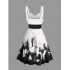 Sweetheart Neck Plum Blossom Ombre Print Ruched Bust Tank Belt Summer Dress - multicolor S | US 4