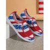 American Flag Pattern Slip On Round Toe Lace Up Casual Light Flat Comfy Knit Sneakers - multicolor EU 43