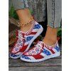 Checkered Pattern Slip On Round Toe Lace Up Casual Light Flat Comfy Canvas Shoes - multicolor EU 43
