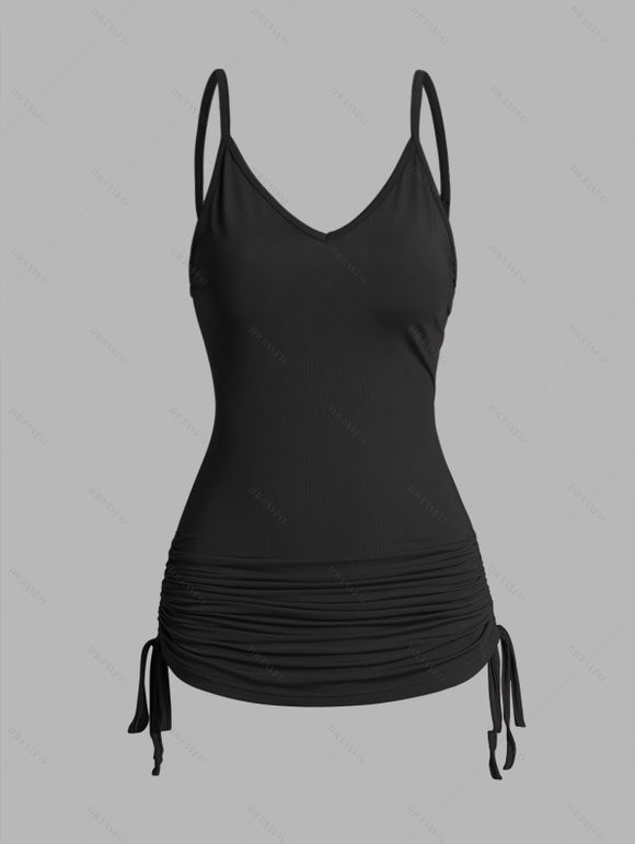 Ensemble de T-shirt Teinté Crâne Imprimée à Epaule Oblique et de Camisole Deux Pièces - Blanc XL | US 10