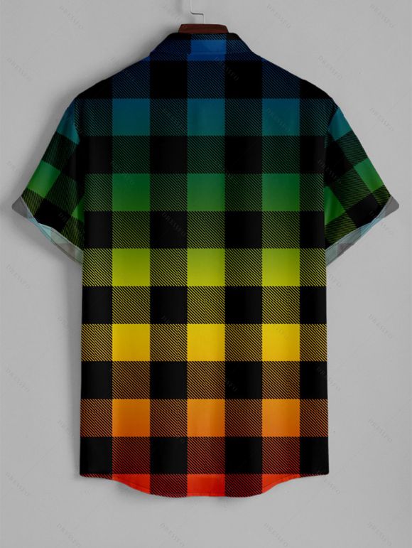 Chemise Décontractée Boutonnée Ombrée Imprmée à Manches Courtes - multicolor A S