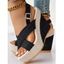 New Peep Toe Crisscross Slingback Denim Wedge Beach Sandals - Noir EU 35