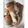 Fashionable Hollow Out Slingback Peep Toe Wedge Heel Thick Beach Sandals - d'or EU 43