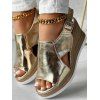 Fashionable Hollow Out Slingback Peep Toe Wedge Heel Thick Beach Sandals - d'or EU 43