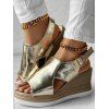 Fashionable Hollow Out Slingback Peep Toe Wedge Heel Thick Beach Sandals - d'or EU 43