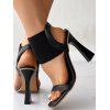 Fashion Solid Color Peep Toe Ankle Strap High Heel Classy Stiletto Heel Sandals - Noir EU 40