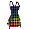 Mini Robe à Carreaux Ombrée Imprimée à Bretelle Bouclée Ajustable à Lacets - multicolor A L | US 8