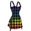 Mini Robe à Carreaux Ombrée Imprimée à Bretelle Bouclée Ajustable à Lacets - multicolor A L | US 8