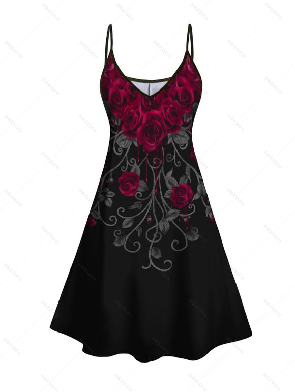 Robe Chemise Costume Rose Saignant Imprimée à Col V pour Homme - Noir S | US 4