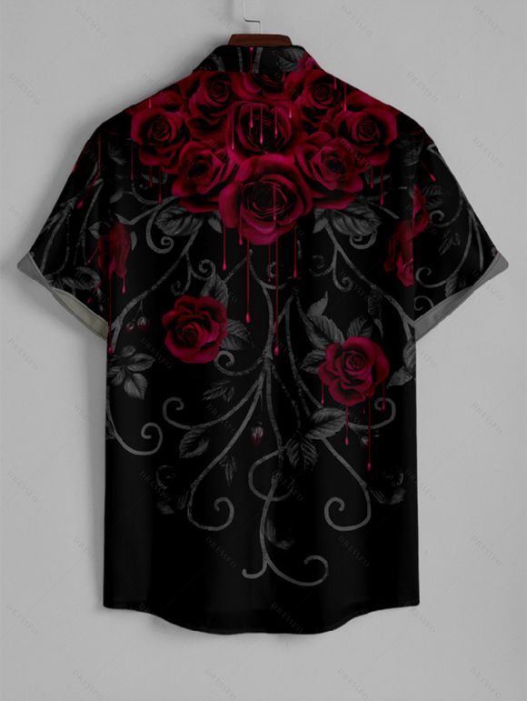 Robe Chemise Costume Rose Saignant Imprimée à Col V pour Homme - Noir S | US 4