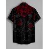 Robe Chemise Costume Rose Saignant Imprimée à Col V pour Homme - Noir S | US 4