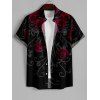 Robe Chemise Costume Rose Saignant Imprimée à Col V pour Homme - Noir S | US 4