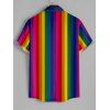 Chemise Décontractée Boutonnée Arc-en-Ciel Ombré Imprimé à Manches Courtes - multicolor B 2XL