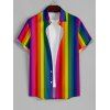 Chemise Décontractée Boutonnée Arc-en-Ciel Ombré Imprimé à Manches Courtes - multicolor B 4XL