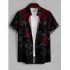 Chemise Décontractée Rose et Gentilhomme Imprimés à Manches Courtes - Noir 5XL