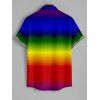 Chemise Décontractée Boutonnée Arc-en-Ciel Ombré Imprimé à Manches Courtes - multicolor A S