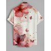 Chemise Décontractée Boutonnée Papillon et Fleur Imprimés à Manches Courtes - Rose clair S