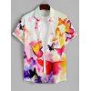 Chemise Décontractée Boutonnée Papillon et Fleur Imprimés à Manches Courtes - multicolor A 3XL