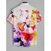 Chemise Décontractée Boutonnée Papillon et Fleur Imprimés à Manches Courtes - multicolor A 3XL