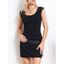 Mini Robe Ceinturée Panneau en Dentelle Transparente sans Manches - Noir M