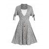 Robe D'Eté Chinée Panneau en Dentelle à Taille Haute avec Nœud Papillon - Gris Clair XL