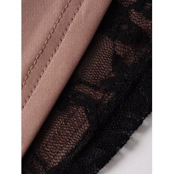 Sheer Lace Patchwork Cowl Neck Chain Decor Shoulder Faux Twinset Top Sleeveless Ruched Summer Blouse 