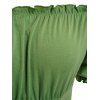 Robe D'été Imprimée Tournesol à Manches Volantées à Lacets - Vert clair XL | US 12