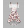 Robe Mi-Longue de Vacances de Cocktail à Imprimé Cachemire à Epaule Dénudée à Lacets - multicolor S