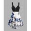 Robe Mi-Longue Haute Basse Zippée à Imprimé Papillon à Bretelle Bouclée en Couleur Unie - Noir S