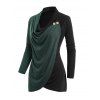 Haut cache-cœur chiné à col bénitier et boutons fantaisie de couleur contrastée - Vert profond XL | US 12