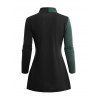 Haut cache-cœur chiné à col bénitier et boutons fantaisie de couleur contrastée - Vert profond XL | US 12