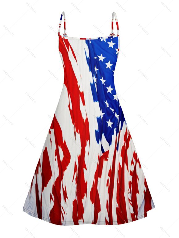 Robe Ligne A Drapeau Américain Imprimé sans Manches à Bretelle - multicolor B XXL | US 14