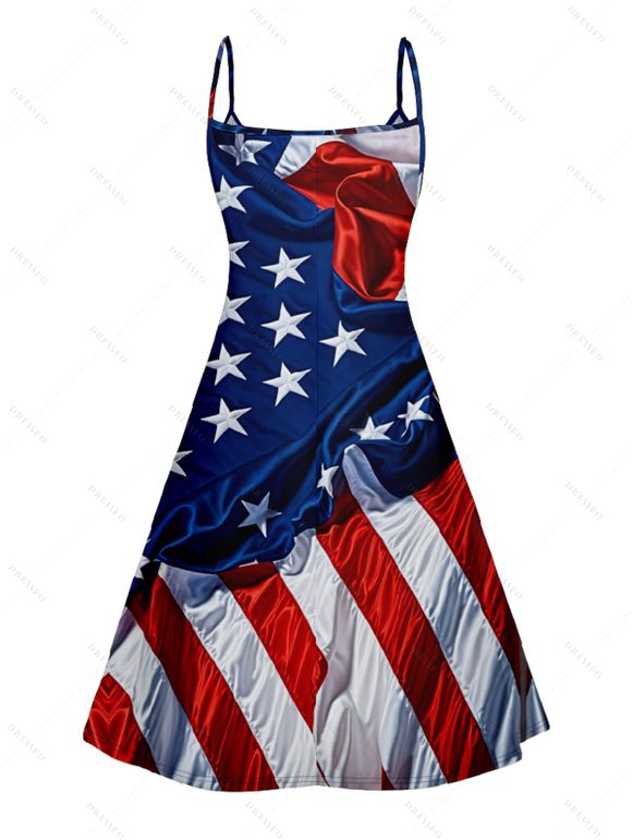 Robe Moulante Drapeau Américain Imprimé sans Manches à Col V - multicolor C XXL | US 14