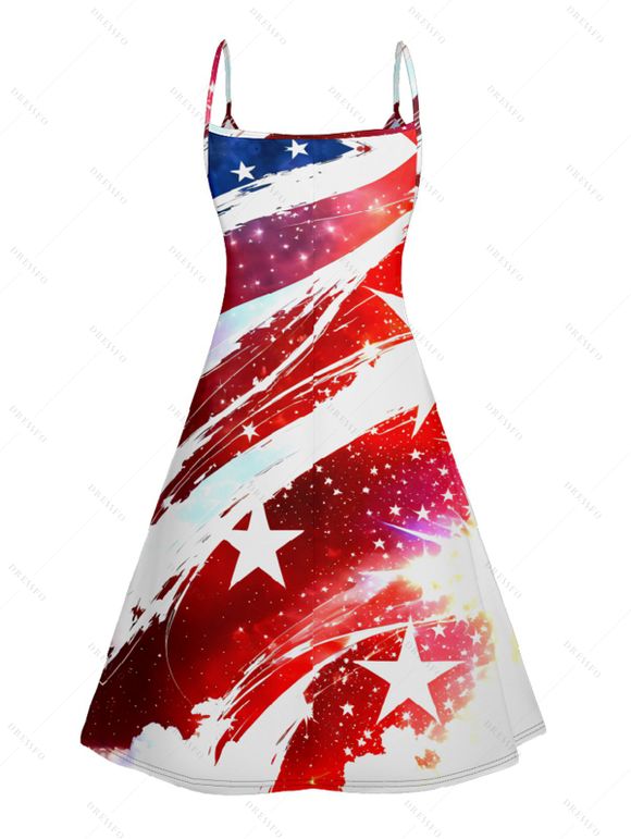 Robe Ligne A Drapeau Américain Imprimé sans Manches à Bretelle - multicolor D XL | US 12