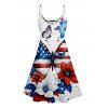 Robe Ligne A Déchiré Drapeau Américain Imprimé sans Manches à Bretelle - multicolor A S | US 4