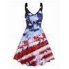 Robe Ligne A à Bretelle Drapeau Américain Imprimé sans Manches - Blanc L | US 8
